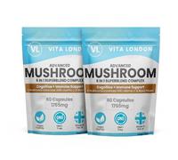 6 in 1 Advanced Mushroom Complex - High Strength Lion's Mane, Chaga, Reishi, Cordyceps, Shiitake & Maitake - Cognitive & Immune Support Supplement with Vitamin C - 120 Vegan Capsules, UK Made