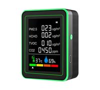 6-In-1 Air Quality Monitor Indoor, Air Pollution Monitor, CO2 Monitor Detector, Air Quality Sensor For Pm2.5, CO2, HCHO, TVOC, Temperature, Humidity, Real Time Data Recording