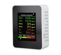 6-in-1 Air Quality Monitor with Large Display, Multifunction Detector for PM2.5, PM10, TVOC, Temperature and Humidity Measurement, Portable Indoor Air(White)