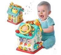 6-in-1 Baby Busy Board Cube, Educational Activity Toy for Toddlers 1-3 Years, Sensory Developmental Toy with Fine Motor Skills, Music & Lights, Best Travel & Birthday Gift for Boys Girls