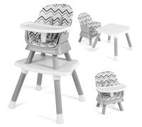 6 in 1 Baby High Chair for Babies and Toddlers, Convertible Highchair Infant Dining Booster Seat, Building Block Table, Kids Stool Table Chair Set with Removable Tray (White+Grey)