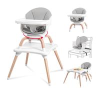 6 in 1 Baby High Chair for Babies & Toddlers Table and Chair Set Building Block Table Highchair with Safety Harness, Removable Tray, Grey