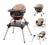 6 in 1 Baby High Chair for Babies & Toddlers Table and Chair Set Building Block Table Highchair with Safety Harness, Removable Tray, Black