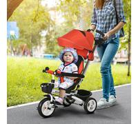 HOMCOM 6 in 1 Trike for Toddler 1-5 Years with Parent Handle, Red