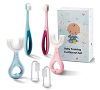 6 in 1 Baby Training Toothbrush Set - Infant to Toddler Toothbrush Oral Care Toothbrush - Food Grade Silicone,Extra Soft Bristles,Perfect for 6+,12+,24+ Months