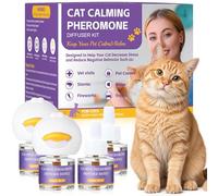6 IN 1 Cat Pheromone Calming Diffuser, Advanced Pheromone Diffuser for Cats, Relieve Anxiety, Help Reduce Fighting, Spraying & Scratching, Drug-Free & Odorless Safe Relaxation Solution, 120 Day