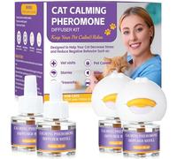 6-in-1 Cat Pheromone Calming Diffuser, Advanced Pheromone Diffuser for Cats, Relieve Anxiety, Help Reduce Fighting, Spraying & Scratching, Drug-Free & Odorless Safe Relaxation Solution, 120 Day
