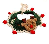 6-in-1 Christmas Pet Collar With Interchangeable Bells & Bow Ties, Adjustable Knitted Neckware For Cats Small Dogs, Festive Holiday Costume Accessory For Xmas Photo Party(Lucky Deer,M)