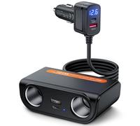 6 in 1 Cigarette Lighter Splitter,SOARUN 120W Car Charger Adapter, 12V/24V Car USB Adapter Multi Socket with Voltmeter,PD & QC 3.0 Fast Charging for iPhone 17/16/15 Samsung Galaxy Laptop Car Devices