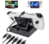 6-in-1 Cooling, for ROG Ally-X, 100W Hub with Fan, Black ABS | Multi Functional Cooling , Portable Gaming Cooler Stand, Six In One Hub Adapter, High Power Charging
