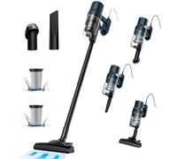 6-in-1 Corded Vacuum Cleaner, 21KPa 600W Powerful Suction, Lightweight Stick Vacuum Cleaner with 1L Dustbin, 5m Cord & 2 Replacement Filter,Efficient Hoover for Hardwood,Pet Hair, Carpets