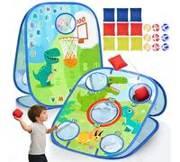 6 in 1 Dinosaur Bean Bag Toss Game - Outdoor Toys for Toddlers 1-3, ABC Alphabet & Math Learning - Backyard Party Game for