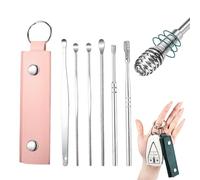 6-in-1 Ear Wax Removal Kit with Storage Box, 360° Rotating Stainless Steel Cleaning Tools for Safe & Gentle Ear Care (Light Green) (Rosa)