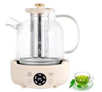 6-In-1 Electric Kettle, 2L Health Teapot with 500W Fast Boiling, Smart Touch Control, 12H Timer, Split Glass Body for Tea & Stew