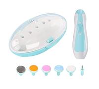 6 in 1 Electric Nail File Drill for Baby - Safe and Quiet Manicure Set with LED - Portable Baby Nail Trimmer with 6 Grinding Heads - Perfect for Newborns, Blue
