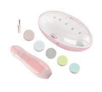 6 in 1 Electric Nail File Drill for Baby - Safe and Quiet Manicure Set with LED - Portable Baby Nail Trimmer with 6 Grinding Heads - Perfect for Newborns, Pink