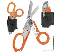 6 in 1 Emergency Response Shears Emergency Scissors Tool Stainless Steel Foldable Scissors Pliers with Strap Cutter and Glass Default (Orange)