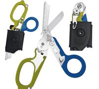 6 in 1 Emergency Response Shears Emergency Scissors Tool Stainless Steel Foldable Scissors Pliers with Strap Cutter and Glass Default (Blue & Green)
