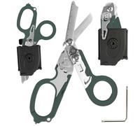 6 in 1 Emergency Response Shears Emergency Scissors Tool Stainless Steel Foldable Scissors Pliers with Strap Cutter and Glass Default (Military Green)