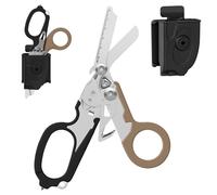 6 in 1 Emergency Response Shears Emergency Scissors Tool Stainless Steel Foldable Scissors Pliers with Strap Cutter and Glass Default (Black & Brown)