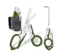 6 in 1 Emergency Shears, Stainless Steel Trauma Shears Foldable, Multi-Function Emergency Response Scissors with Holster for Outdoor Camping Rescue Medical (Green)