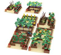 6 in 1 Farm Vegetable Garden Building Blocks Set, Countryside Crop Field Building Model Toys with Pumpkin Tomato Pepper Rose Vineyard, Educational Farm Plant Building Kit for Adults and Teens
