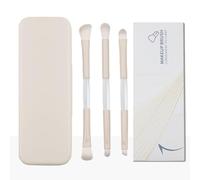 6 In 1 Flip Mirror Travel Makeup Brush Set With Brush Cleaning Sponge, COSHINE 3pcs Eye Makeup Brushes Double Head Bristles With Mirror and Case