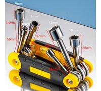 6 in 1 Folding Socket Wrench Set with Hex Keys, 5-12mm Multi-Functional Tool for Home, for AUTO, and Mechanical Repair