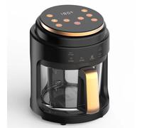 6-In-1 Glass Air Fryer 4.5 Qt Airfryer with Clear Glass Basket Adjustable Temperature Digital Display Touch Panel Control Circulating Heating Air Fry Roast Bake Air Crisp Technology (Black)