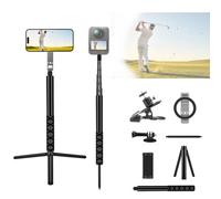 6 in 1 Golf Monopod Accessories, 59'' Selfie Stick Tripod for Smartphone, Magnetic Foldable Phone Holder, Ground Spike & 360°Golf Bag Clip compatible for Insta360 X5-X Swing Training Vlog Recording