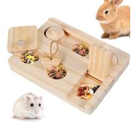 6 In 1 Guinea Pig Foraging Toys Wooden Hamster Interactive Enrichment Toys Puzzle Treat Dispenser Toys Mental Stimulation Toy for Small Animals Hamsters Guinea Pigs Rabbits Chinchillas Gerbils