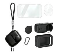6-in-1 Hard Carrying Case compatible for DJI Osmo Nano, with Tempered Glass Screen Protector, Full Body Silicone Cover,Wrist Strap & Carabiner-Portable Travel Accessory Kit for Osmo Nano Camera