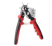 6 in 1 Hole Punch Pliers for Leather, Straps, Cardboard, Fabric, Paper and Plastic - Stainless Steel Punch Tool with 2mm to 4.5mm Interchangeable Needles, Ergonomic Grip, Red