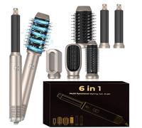 6 in 1 Hot Air Styler, Magic Styler Air Brush Hair Wrap Curler, 1000W Powerful Negative Ionic Hot Airbrush Airstyler, Smooth Hair Styler for Drying, Curling, Volumizing, Straightening, All Hair Types