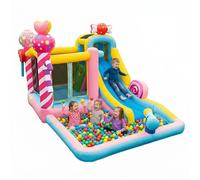 6-in-1 Inflatable Water Slide Bounce House for Kids Ages3-12, Inflatable Water Park W/Air Blower,Sprinker,Water Cannon,Climbing Wall,Splash Pool,Bouncy Castle for Backyard,Outdoor,Indoor,840D Oxford