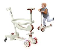 6 in 1 Kids Scooter, 3 Wheels Kick Scooter, Foldable Toddler Scooter with Adjustable Handbar, Removable Seat & Back Rest, Kid's Scooter with Flashing Wheels and Music for Boys and Girls 1-8 Years Old