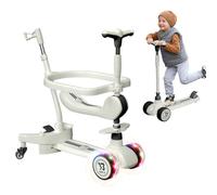 6 in 1 Kids Scooter, 3 Wheels Kick Scooter, Foldable Toddler Scooter with Adjustable Handbar, Removable Seat & Back Rest, Kid's Scooter with Flashing Wheels and Music for Boys and Girls 1-8 Years Old