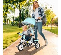HOMCOM 6 in 1 Kids Trike Push Bike with Push Handle Green, none