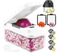 6 in 1 Kitchen Mandoline Food Chopper Kitchen Helper Set: 2-in-1 Vegetable Cutter Salad Cutter & 4-in-1 Spiralizer, with 2 Cleaning Brushes, for Healthy Veggie Noodles, Salad, Cucumber, Onion