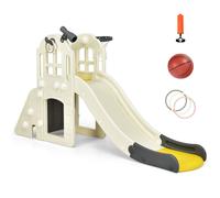 6 in 1 Large Slide Climber Slide Set With Basketball Hoop Ring Toss Gymax Yellow One Size