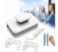 6-in-1 Magnetic Window Cleaner Double Sided, Magnet Window Cleaner Tool | 30% Wider Cleaning Area, Perfect for High - Rise Windows. Dual Pads + Squeegee - Flawless Results from The First Pass