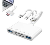 6 in 1 Memory Card Reader, SD Card Reader, Digital Camera Adapter to iPh-one, USB 2.0/2.0/3.0/10W Type-c Charging/SD/TF Cards, for iPhone/iPad/Hard Disk/Flash Drive/Android/MacBook/PC/Camera