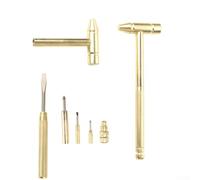 6 in 1 Mini Brass Hammer and Screwdriver Set, Multifunction Pocket Tool with Slotted Cross Bits for Watch Jewelry Repair and DIY Tasks