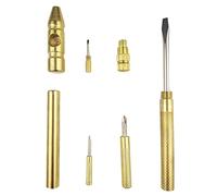 6 in 1 Mini Multifunction Anti-Corrosion and Anti-Rust Copper Hammer and Screwdriver Hand Tools,Screwdriver Kit for Watchmaker,Opening Walnuts and Household Repairing Tool (Golden)