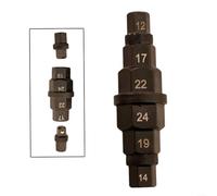 6-in-1 Motorcycle Axle Wrench, Carbon Steel Hex Tool for Adjusting Installing Removing Front Axle, 12mm 14mm 17mm 19mm 22mm 24mm, Black