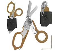 6 in 1 Multi-Function Foldable Trauma Shears with Compatible Holster, Emergency Response Scissors Outdoor Camping Rescue Tools with Strap Cutter and Glass Breaker for Hospitals, Home (Dusty Rose)