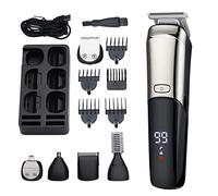 6 in 1 Multi-Function Waterproof Hair Trimmer LCD Display Professional Cutting Kit with Multiple Cutter Heads and Limit Combs Ergonomic Design Whole Body Washable USB Rechargeable