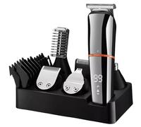 6-in-1 Multi-Functional Trimmer Kit - Cordless & Waterproof Hair Clippers with LED Display, USB Rechargeable All-in-One Grooming Kit for Men's Hair, Beard & Body