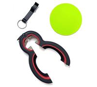 6 in 1 Multi Opener, 8" Shape All in One Bottle Opener, Can, Soda, and Jar Openers + Bottle Opener Keyring Key Chain + Green Rubber Jar Gripper Pads