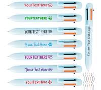 6-in-1 Multicolor Personalised Pens with Logo Text Customised 6-Color 0.5 mm Fine Point Retractable Ballpoint Pen Bulk for Business Office School Supplies Marketing Gifts-Light Blue 1400 Count
